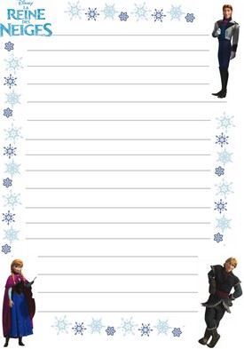 papier a lettre reine des neiges personnages flocons